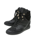 Louis Vuitton Black Monogram Suede Cliff Wedge Sneaker 38