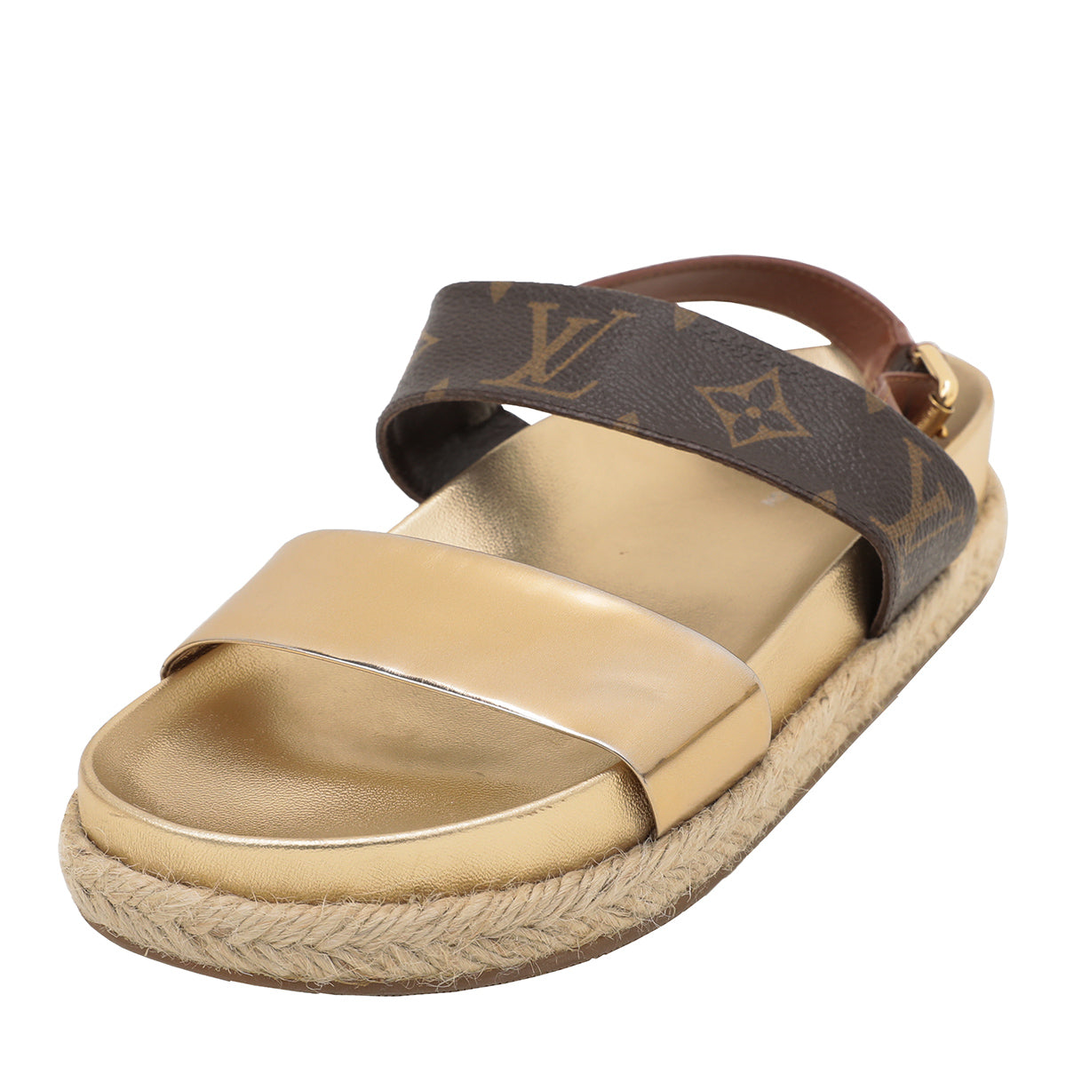 Louis Vuitton Metallic Gold Odyssey Sandal 35