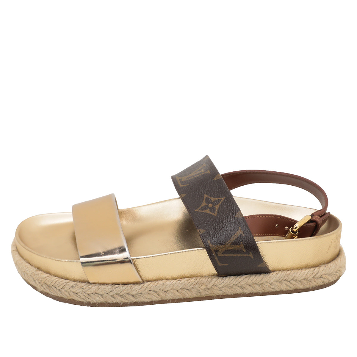 Louis Vuitton Metallic Gold Odyssey Sandal 35
