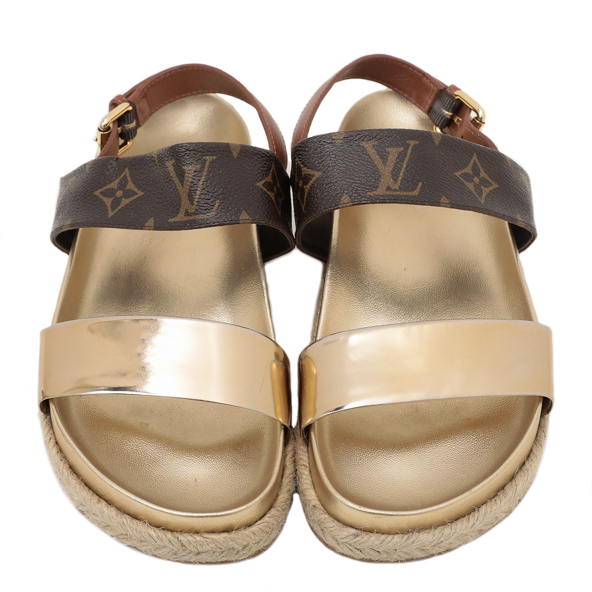 Louis Vuitton Metallic Gold Odyssey Sandal 35