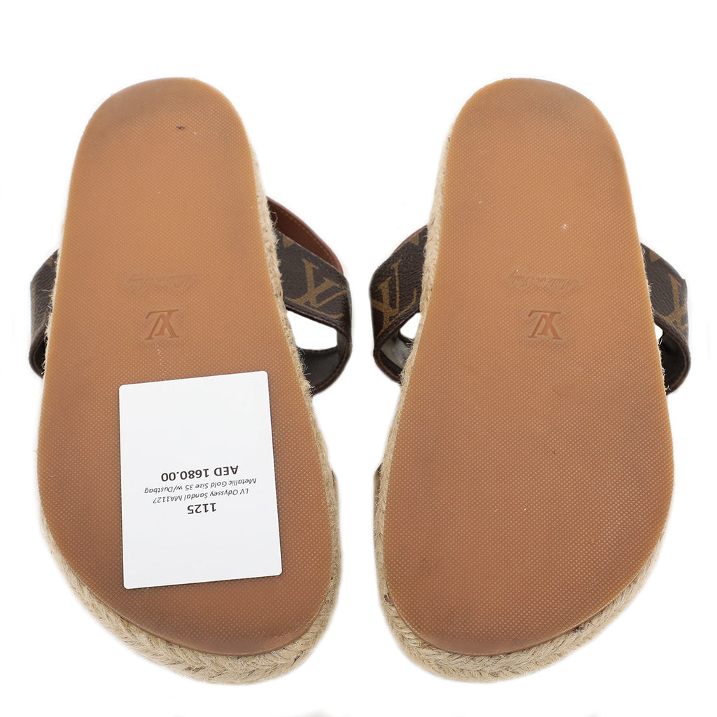 Louis Vuitton Metallic Gold Odyssey Sandal 35