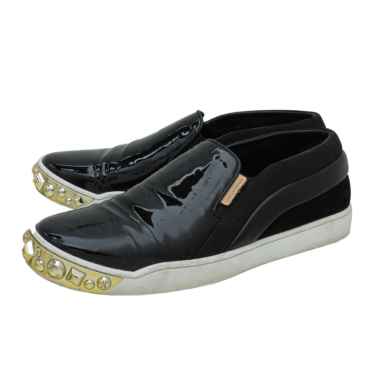 Louis Vuitton Black Studded Tempo Slip On Sneakers 37.5