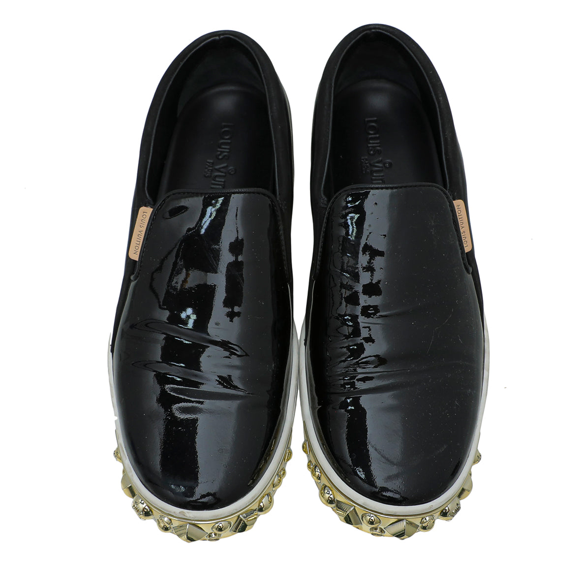 Louis Vuitton Black Studded Tempo Slip On Sneakers 37.5