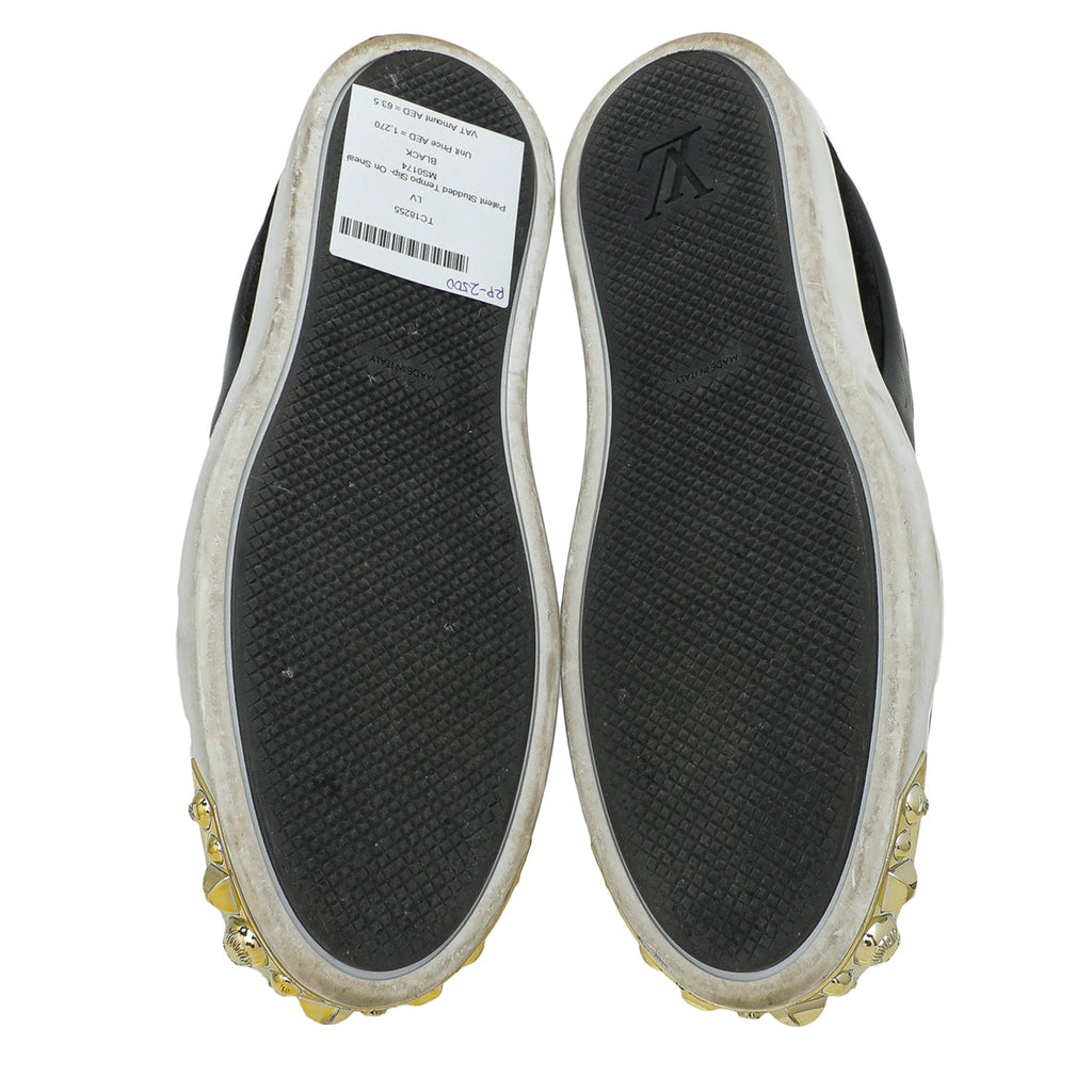 Louis Vuitton Black Studded Tempo Slip On Sneakers 37.5