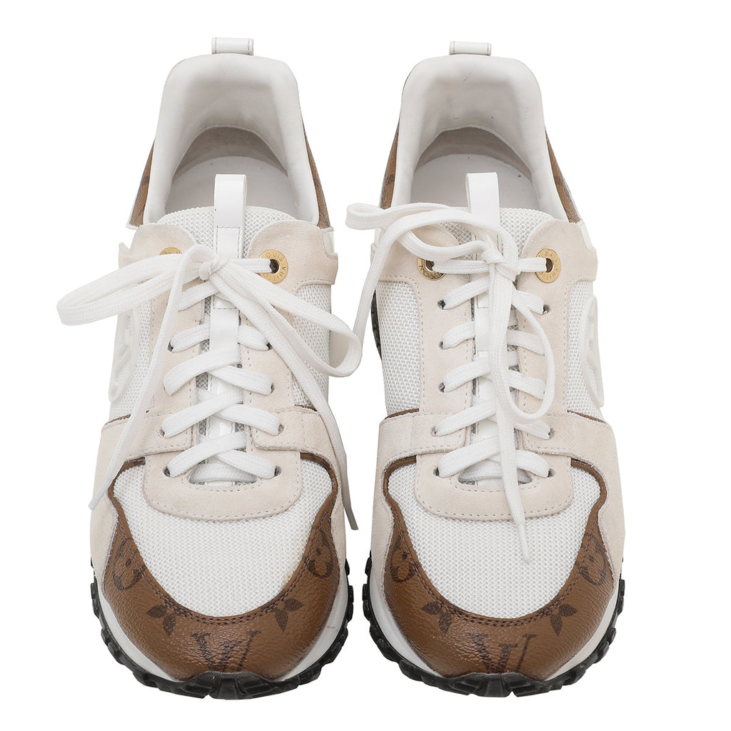 Louis Vuitton White Monogram Reverse Run Away Sneakers 38