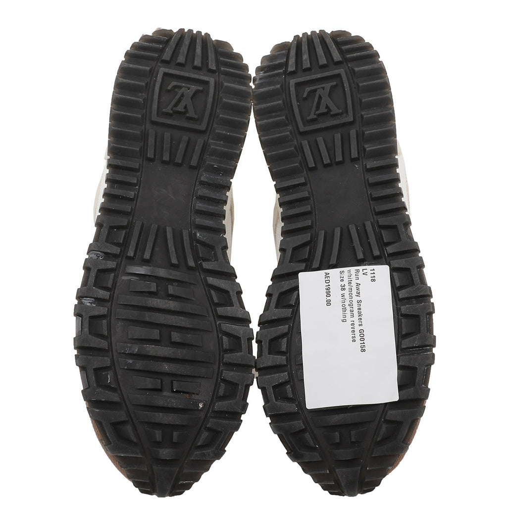 Louis Vuitton White Monogram Reverse Run Away Sneakers 38