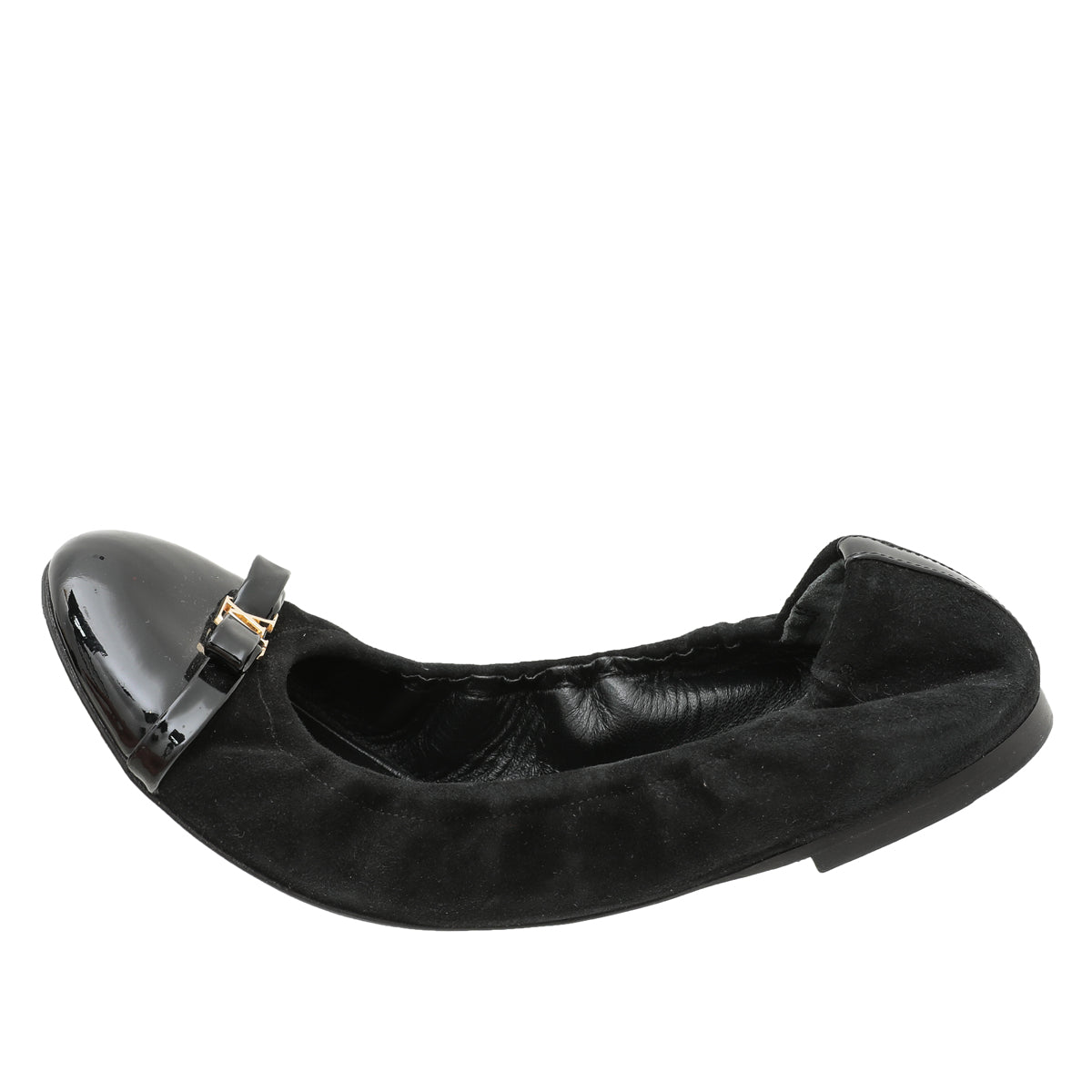 Louis Vuitton Black Suede Elba Scrunch Ballet Flats 38.5