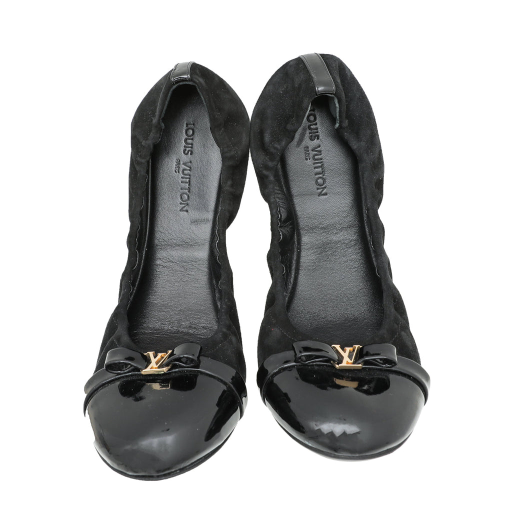 Louis Vuitton Black Suede Elba Scrunch Ballet Flats 38.5