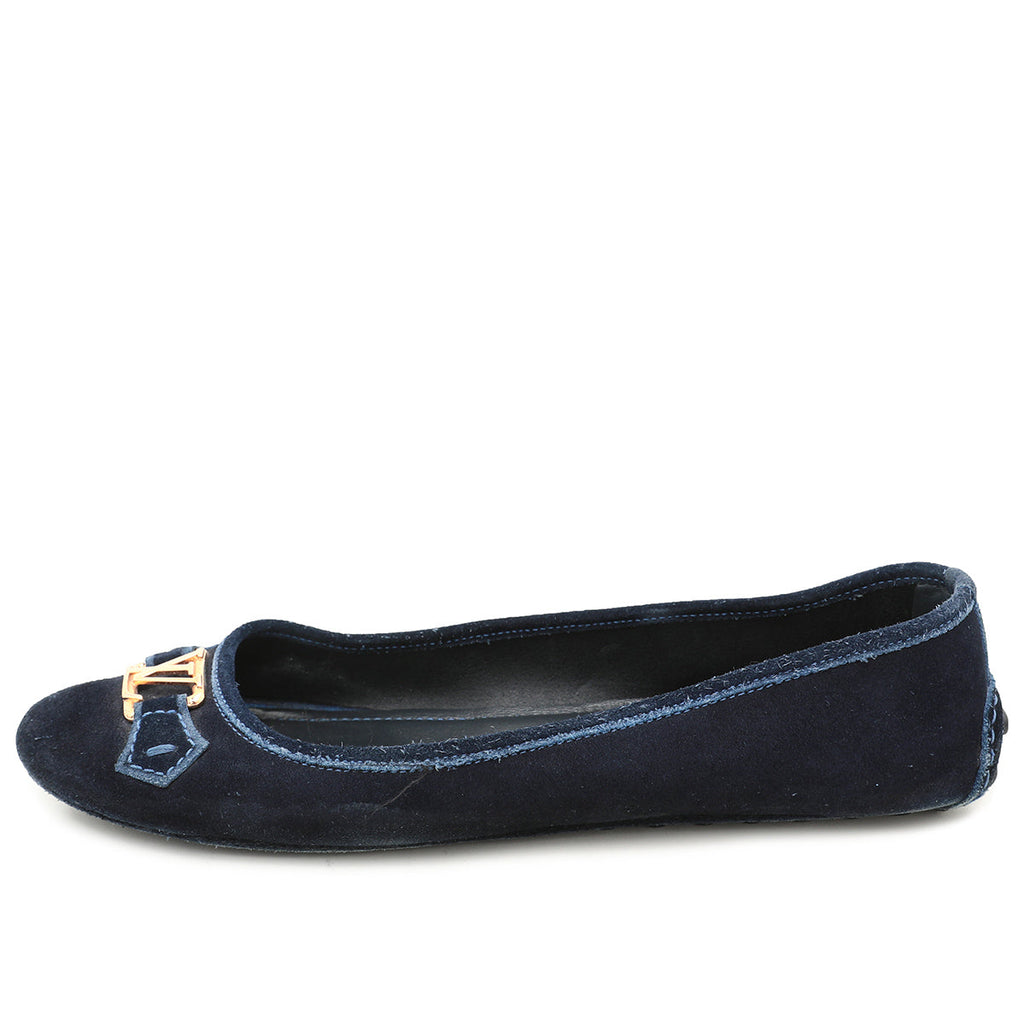 Louis Vuitton Navy Blue Suede Oxford Ballerina Flats 41