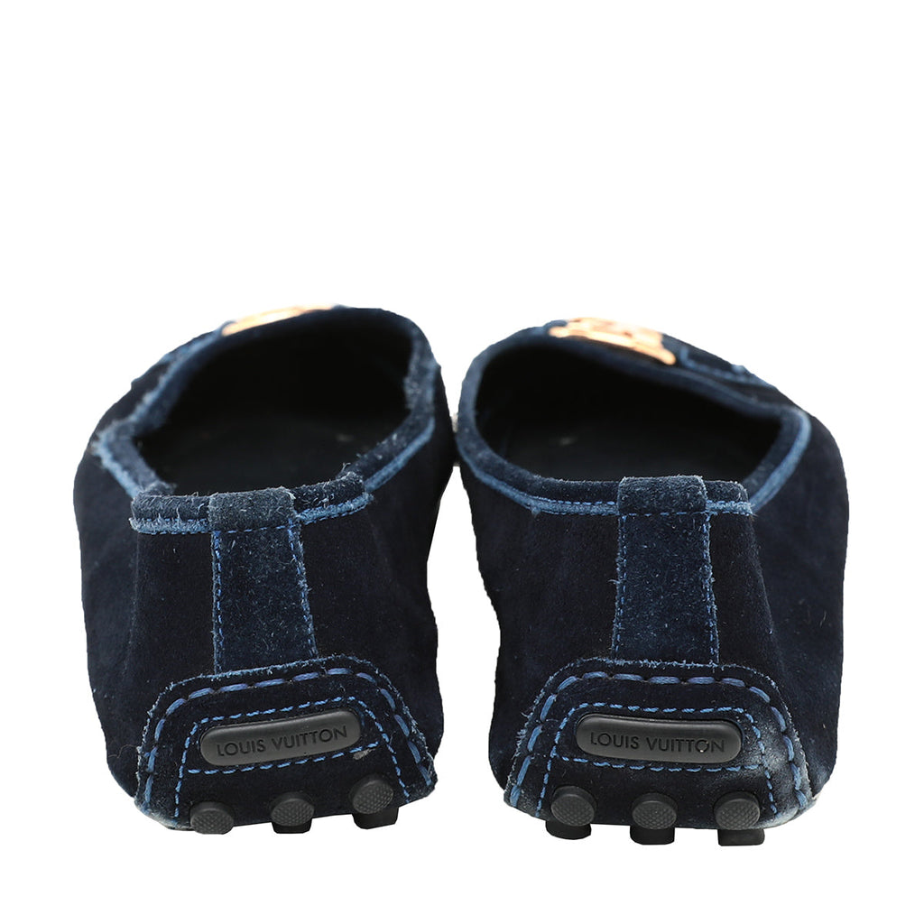 Louis Vuitton Navy Blue Suede Oxford Ballerina Flats 41