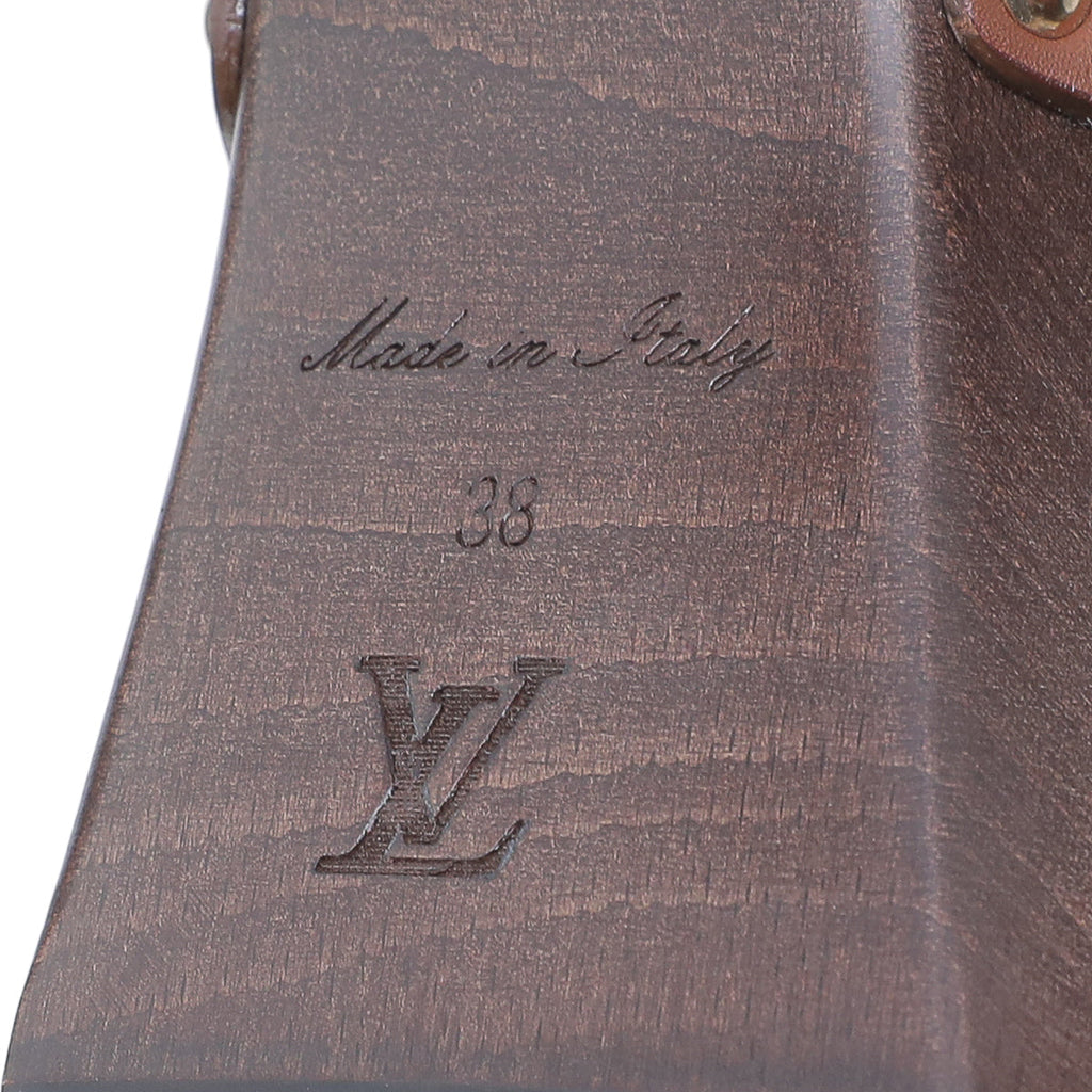 Louis Vuitton Brown Wooden Strap Sandals 38