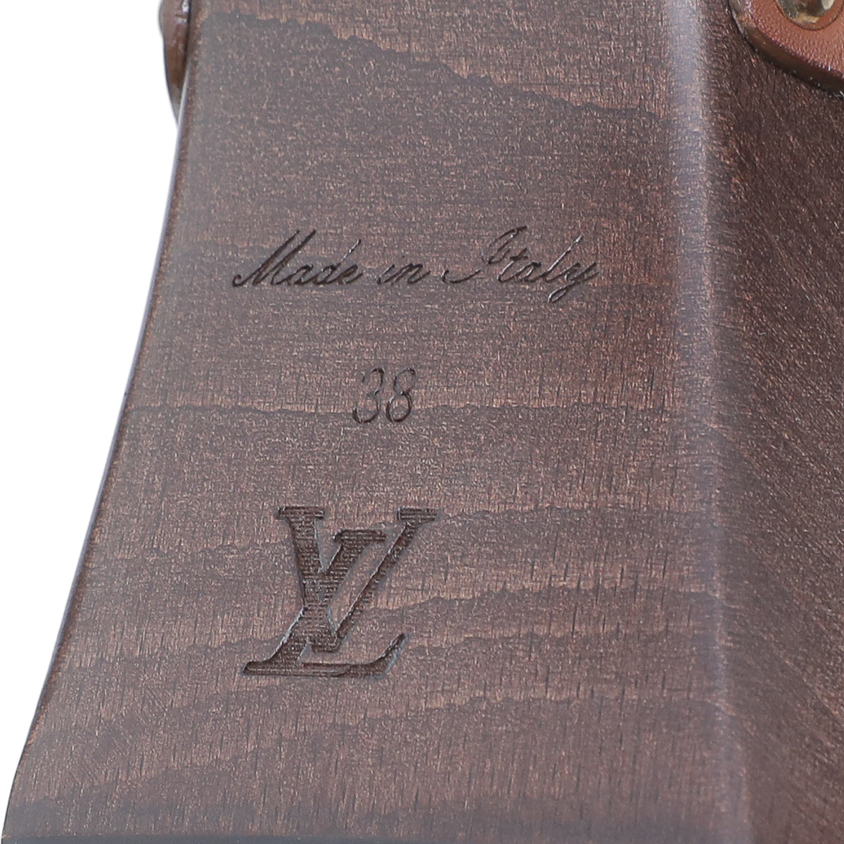 Louis Vuitton Brown Wooden Strap Sandals 38