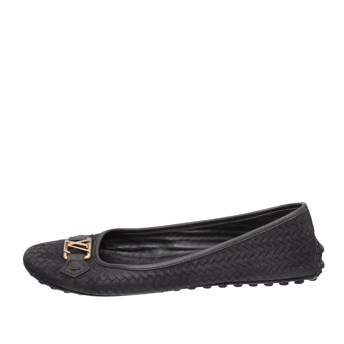 Louis Vuitton Black Woven Suede Oxford Loafers 40
