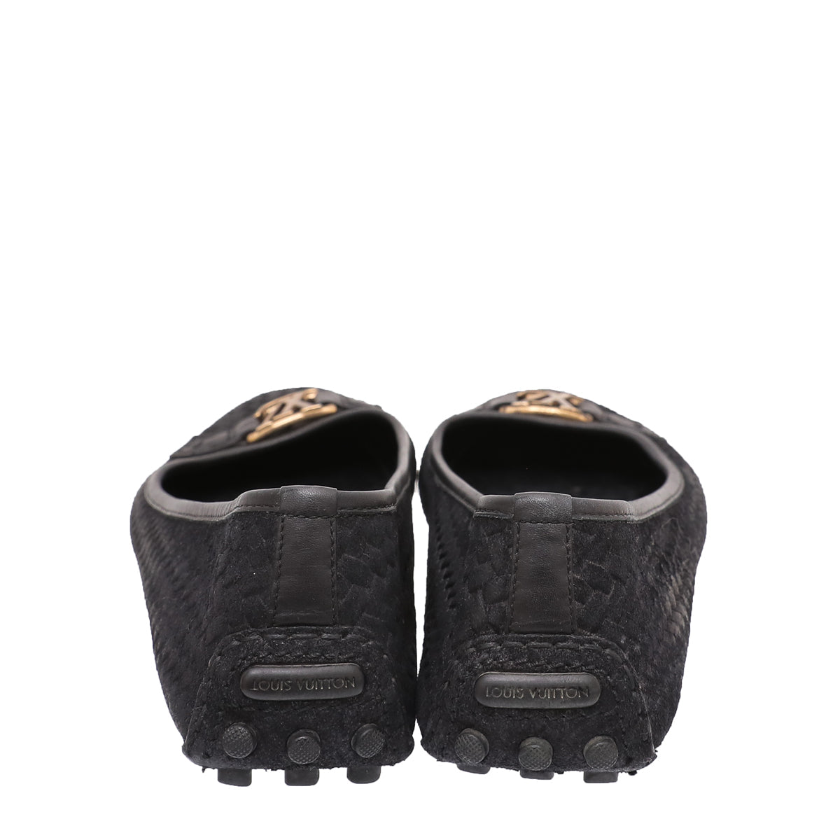 Louis Vuitton Black Woven Suede Oxford Loafers 40