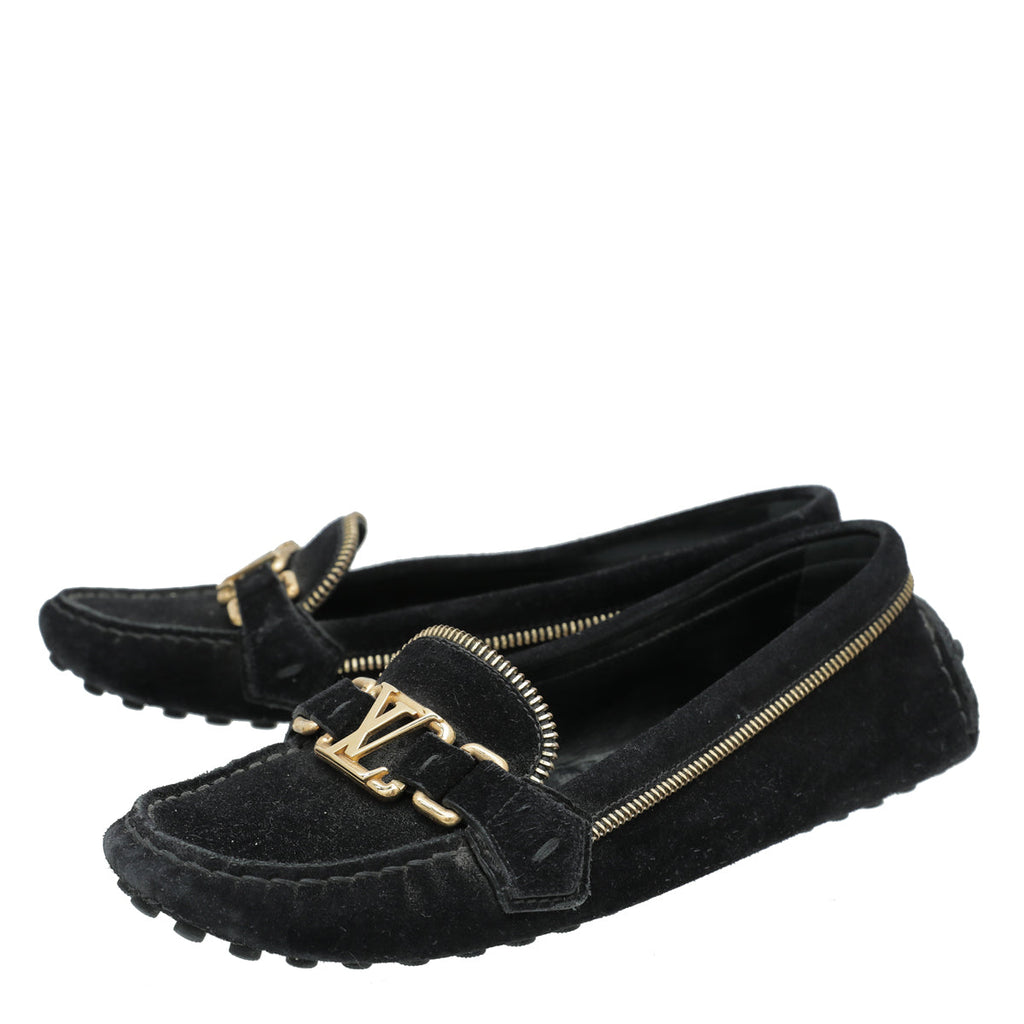 Louis Vuitton Black Zipper Oxford Loafers 37.5