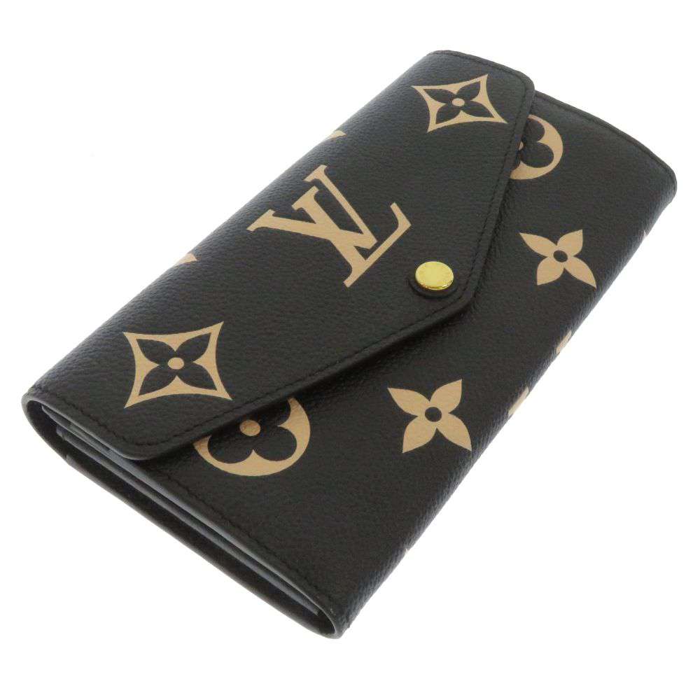 LOUIS VUITTON Portefeuille Sarah Noir/BeigeM80496 Bicolor Monogram Empreinte Leather