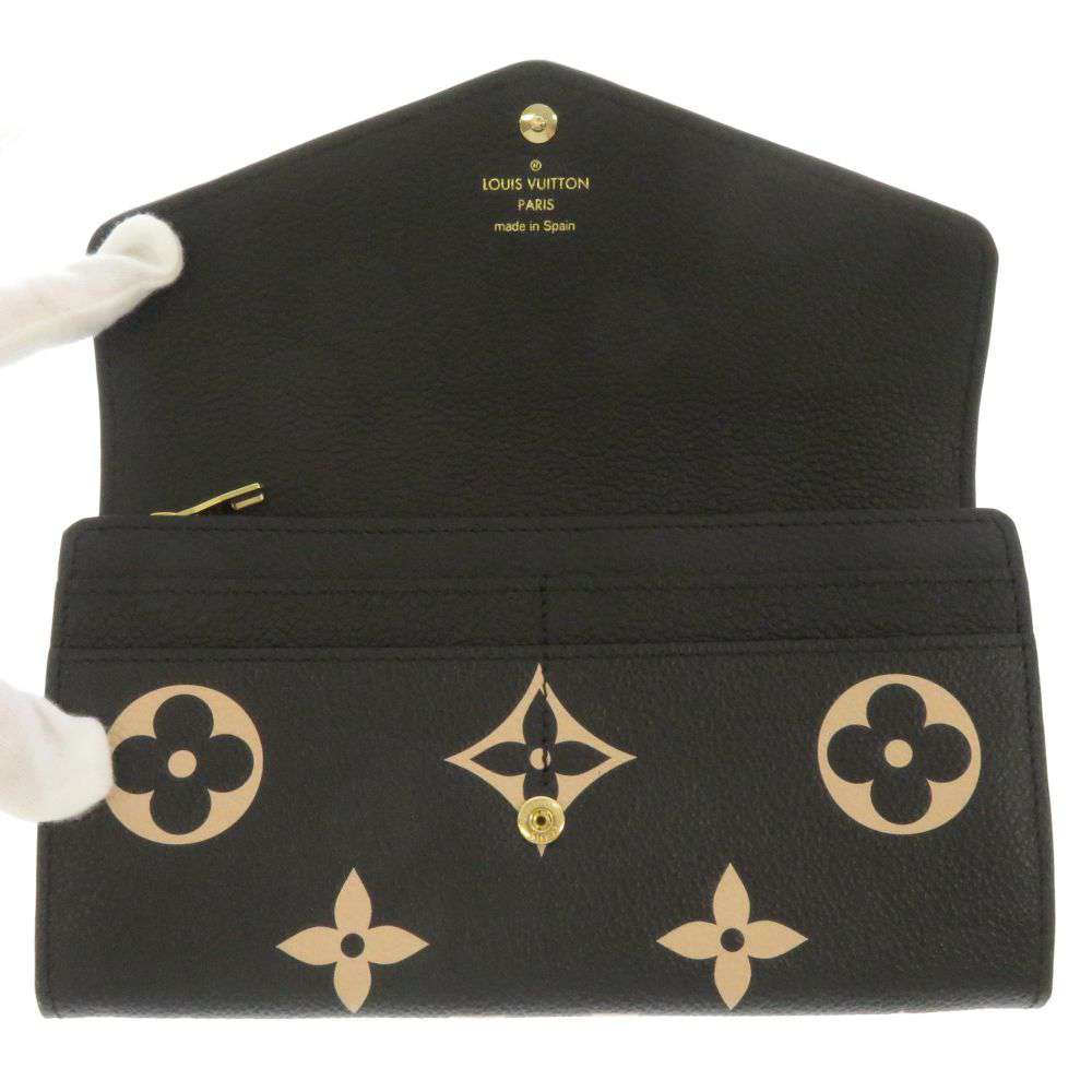 LOUIS VUITTON Portefeuille Sarah Noir/BeigeM80496 Bicolor Monogram Empreinte Leather