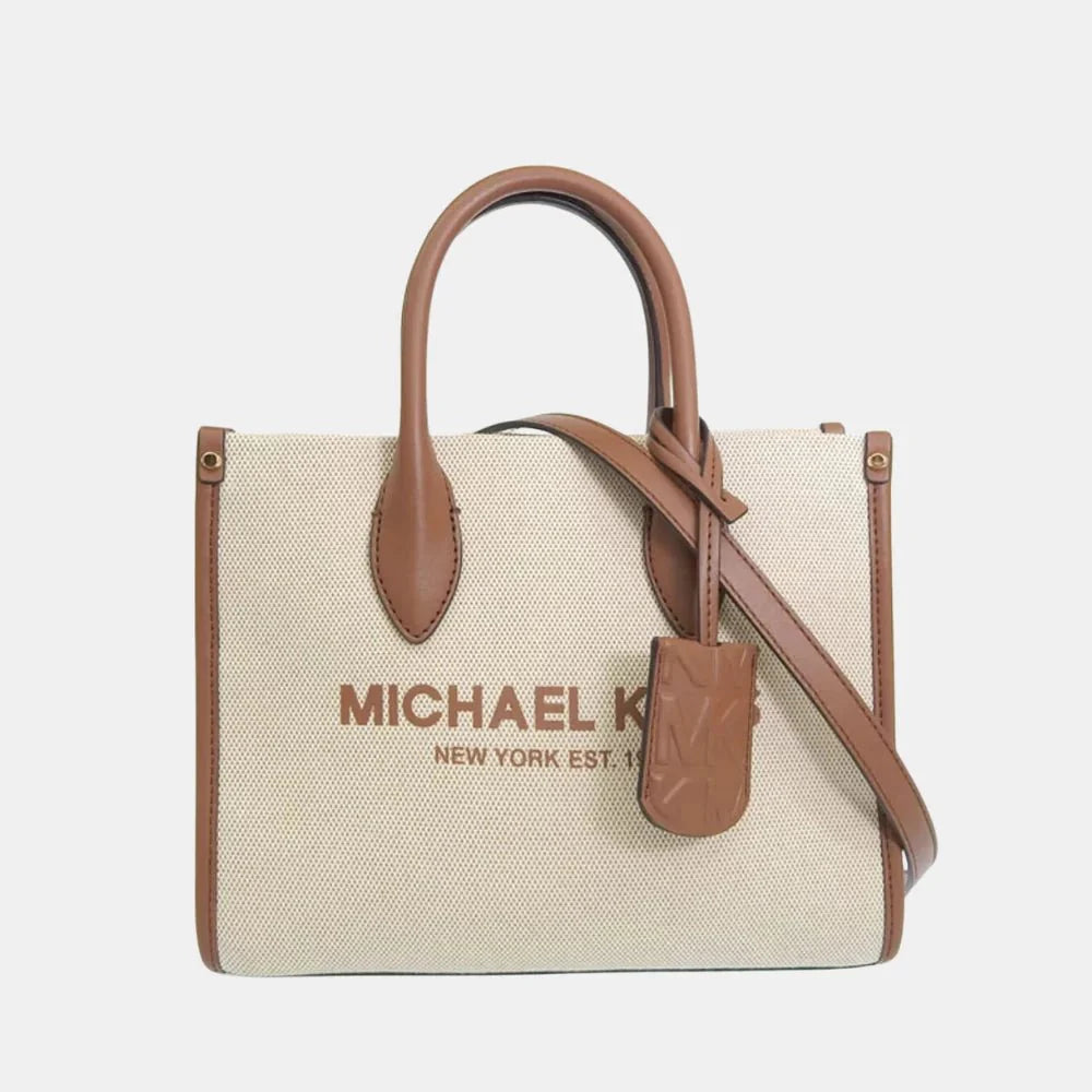 Michael Kors Mirella Small Canvas Shopper Crossbody (Brown)