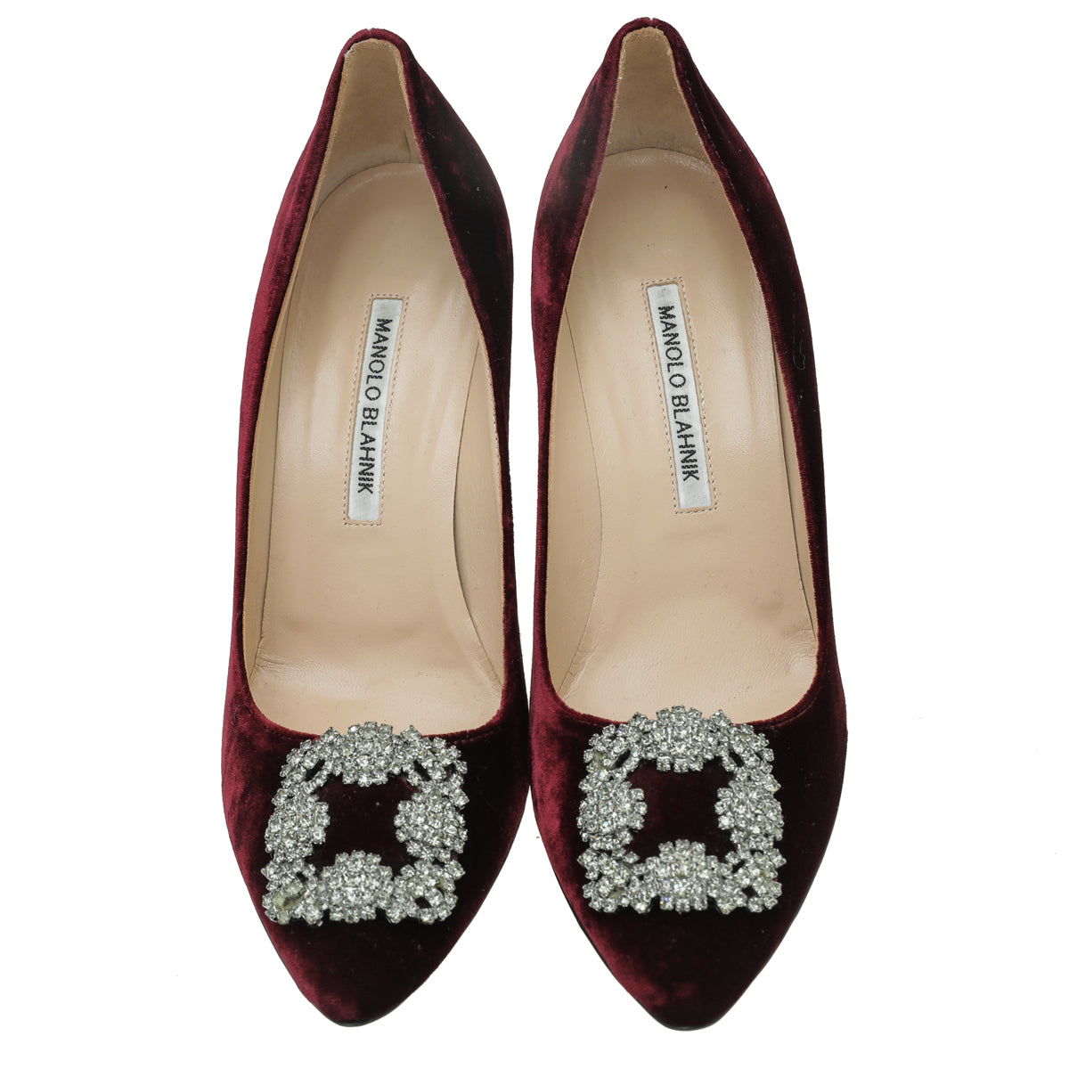 Manolo Blahnik Burgundy Velvet Hangisi Pumps 39