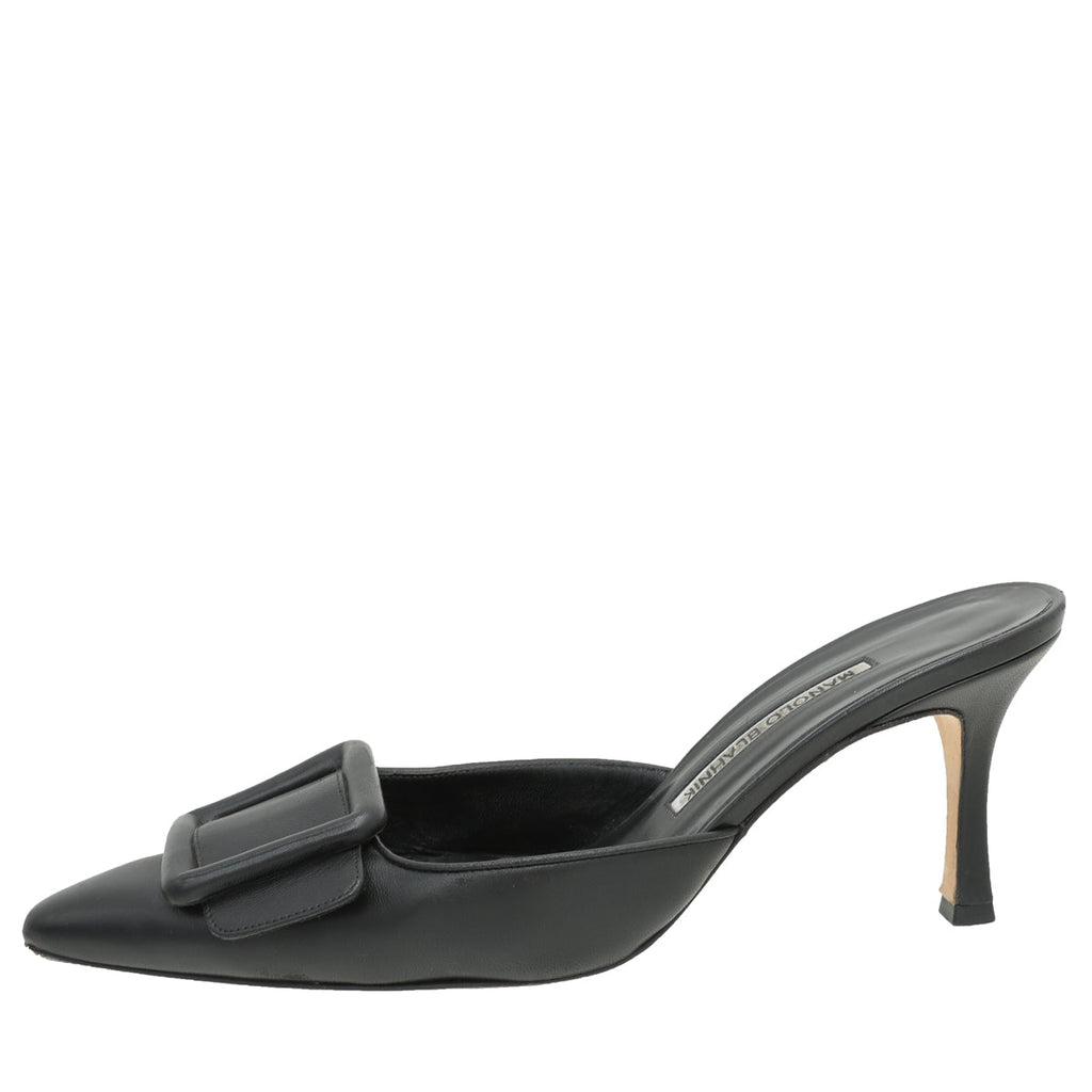 Manolo Blahnik Black Maysale Mules 38