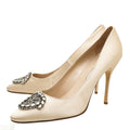 Manolo Blahnik Champagne Satin Okkava 105mm Pump 42