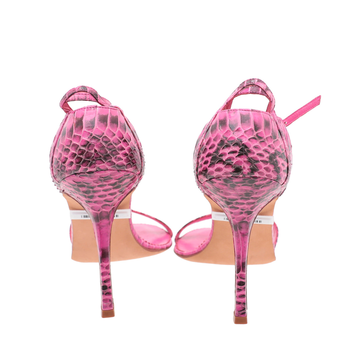 Manolo Blahnik Fuschia Python Ankle Strap Sandals 41