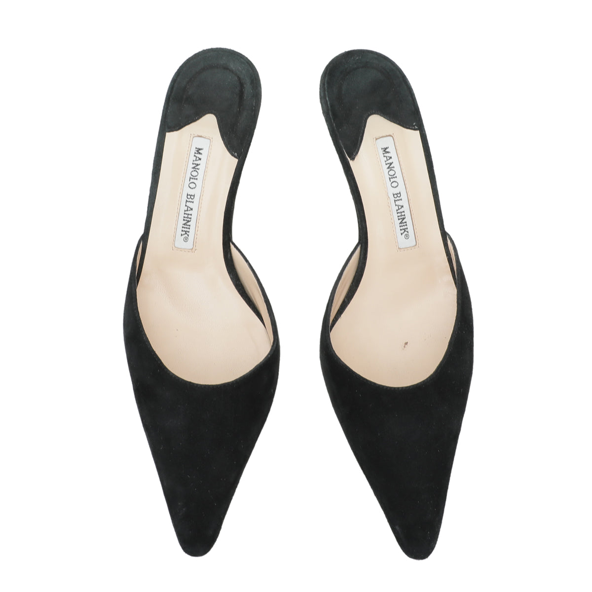 Manolo Blahnik Black Suede Carolyne Mules 38