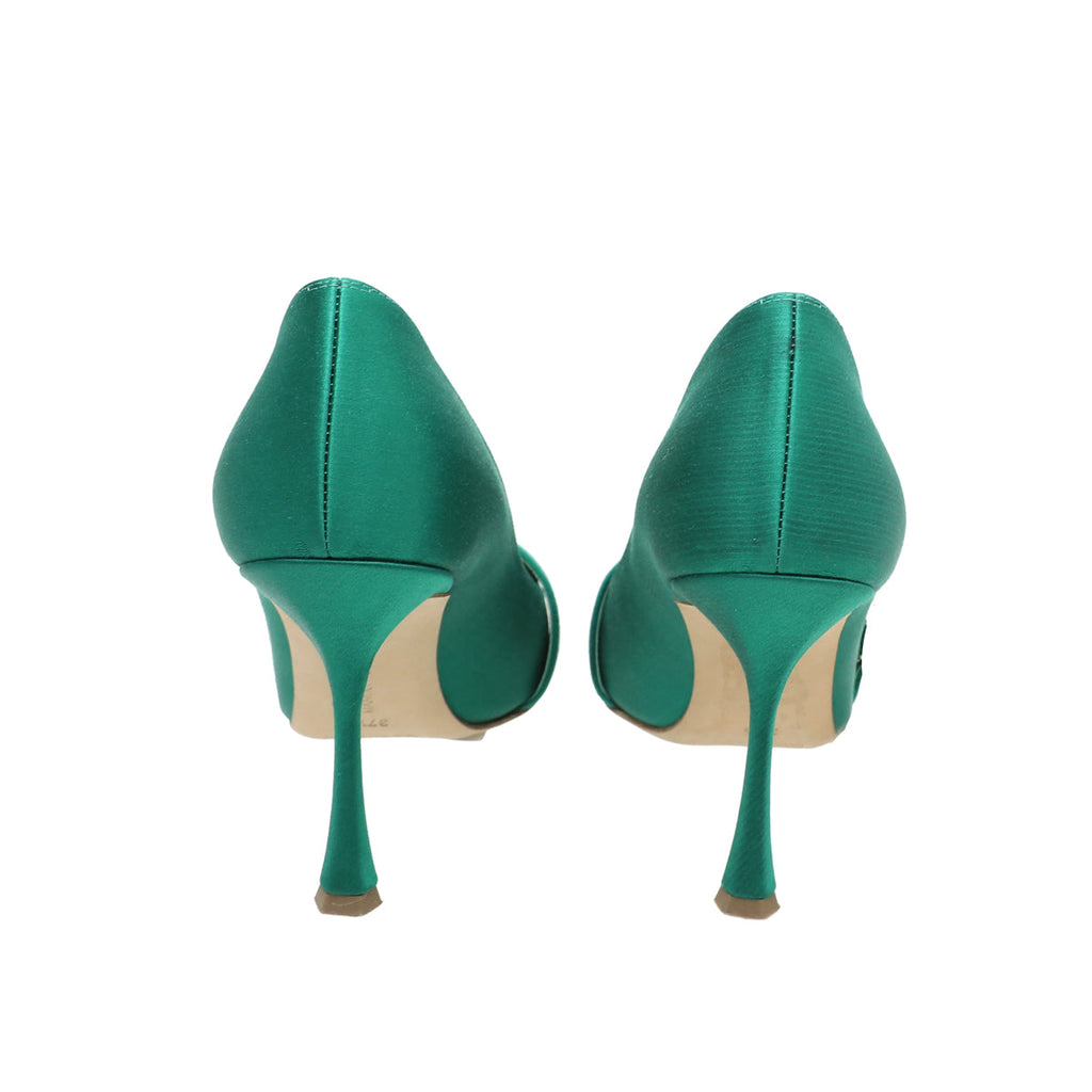 Manolo Blahnik Emerald Green Satin Tartonacri Pump 37.5