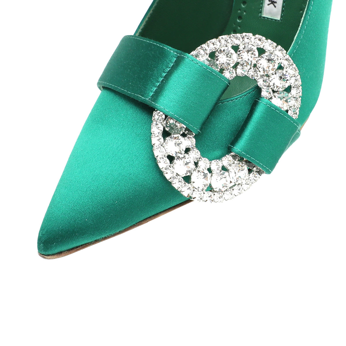 Manolo Blahnik Emerald Green Satin Tartonacri Pump 37.5