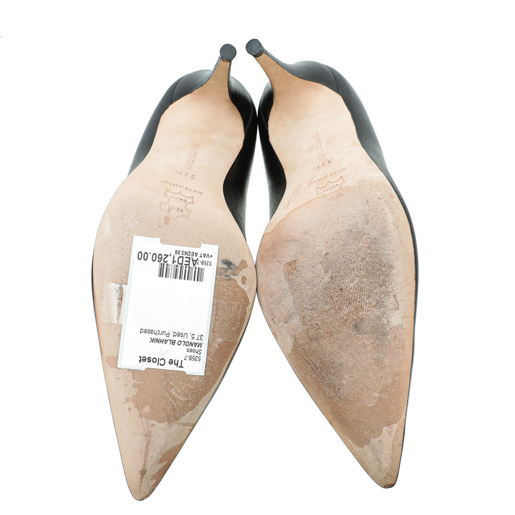 Manolo Blahnik Black Oval Crystal Pump 37.5