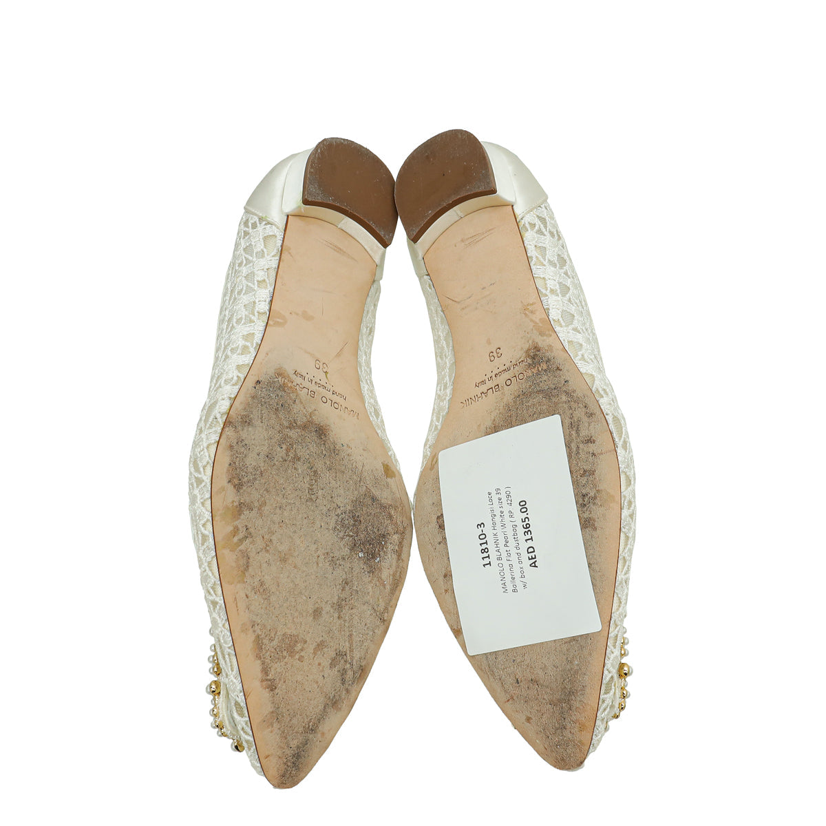 Manolo Blahnik White Hangisi Lace Ballerina Flat 39