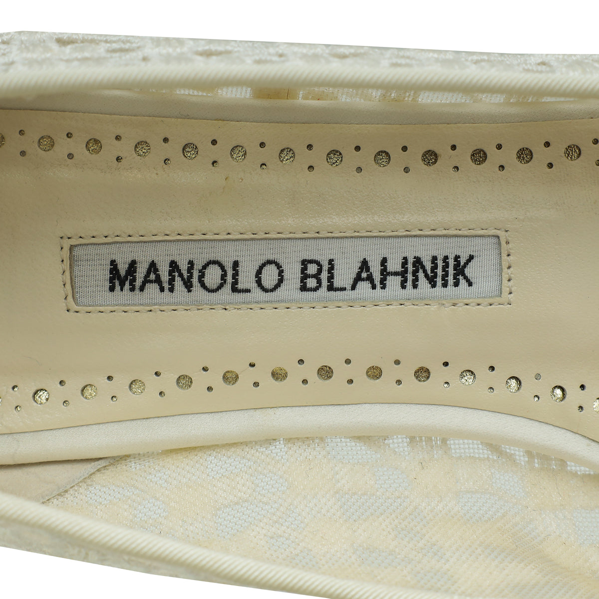 Manolo Blahnik White Hangisi Lace Ballerina Flat 39