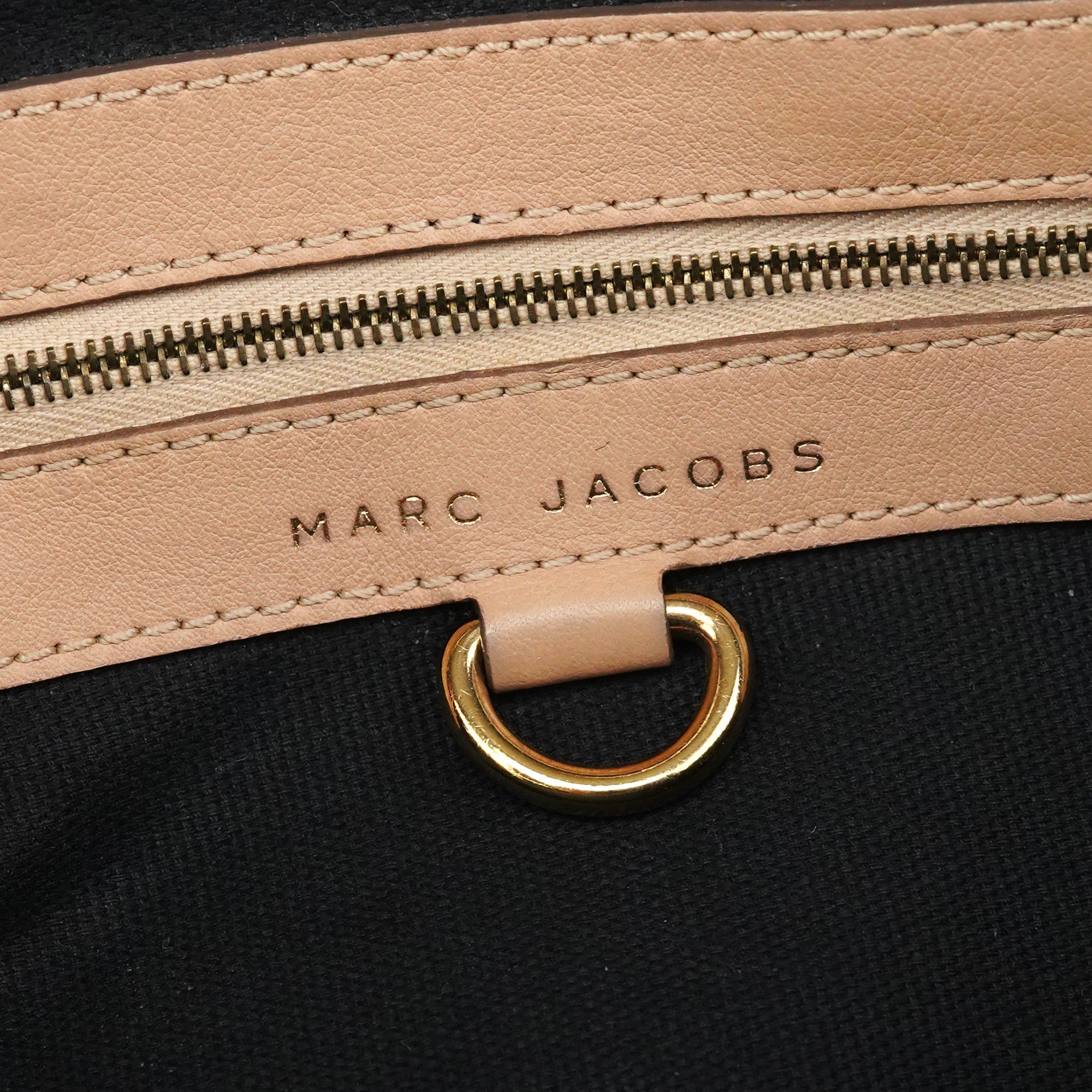 Beige Leather Top Handle Bag