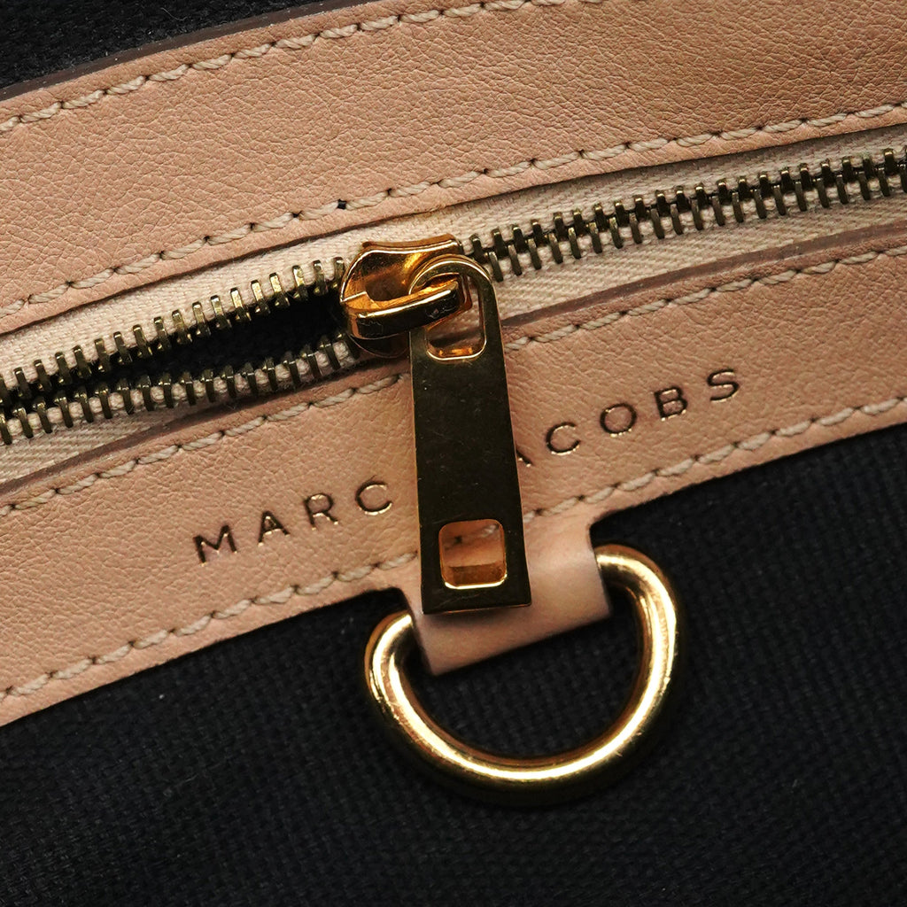 Beige Leather Top Handle Bag