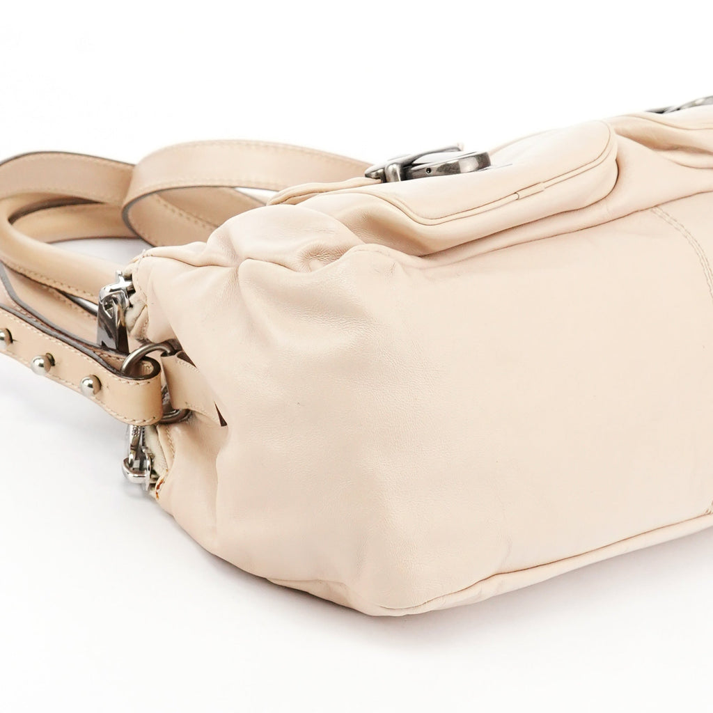 Beige Leather Venetia 2-Way Bag