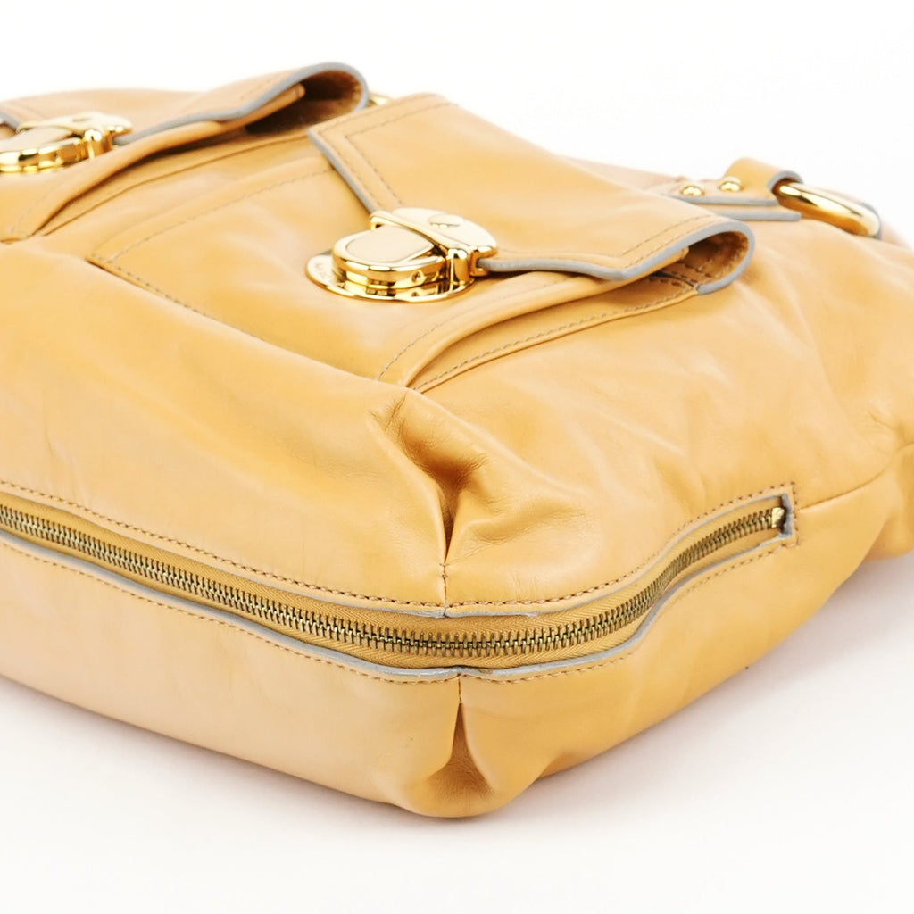 Beige Leather Venetia 2-Way Tote Bag