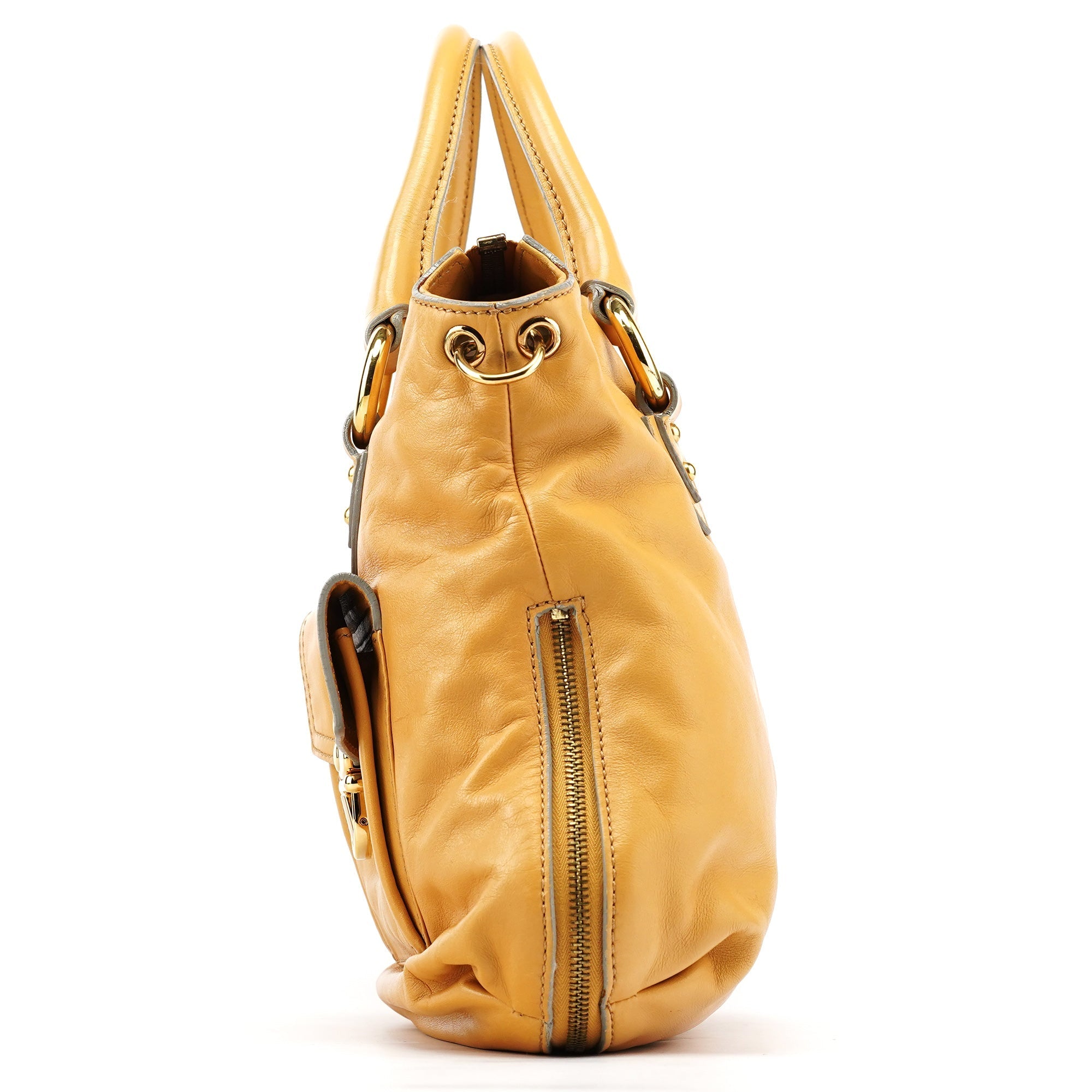 Beige Leather Venetia 2-Way Tote Bag