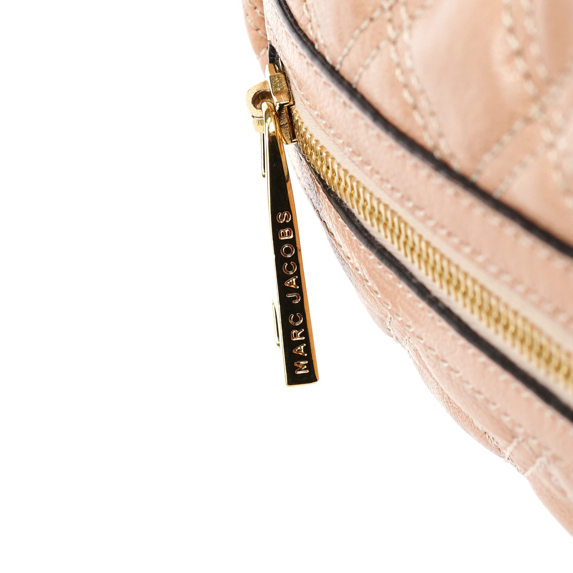 Beige Quilted Leather Stam Shoulder Bag