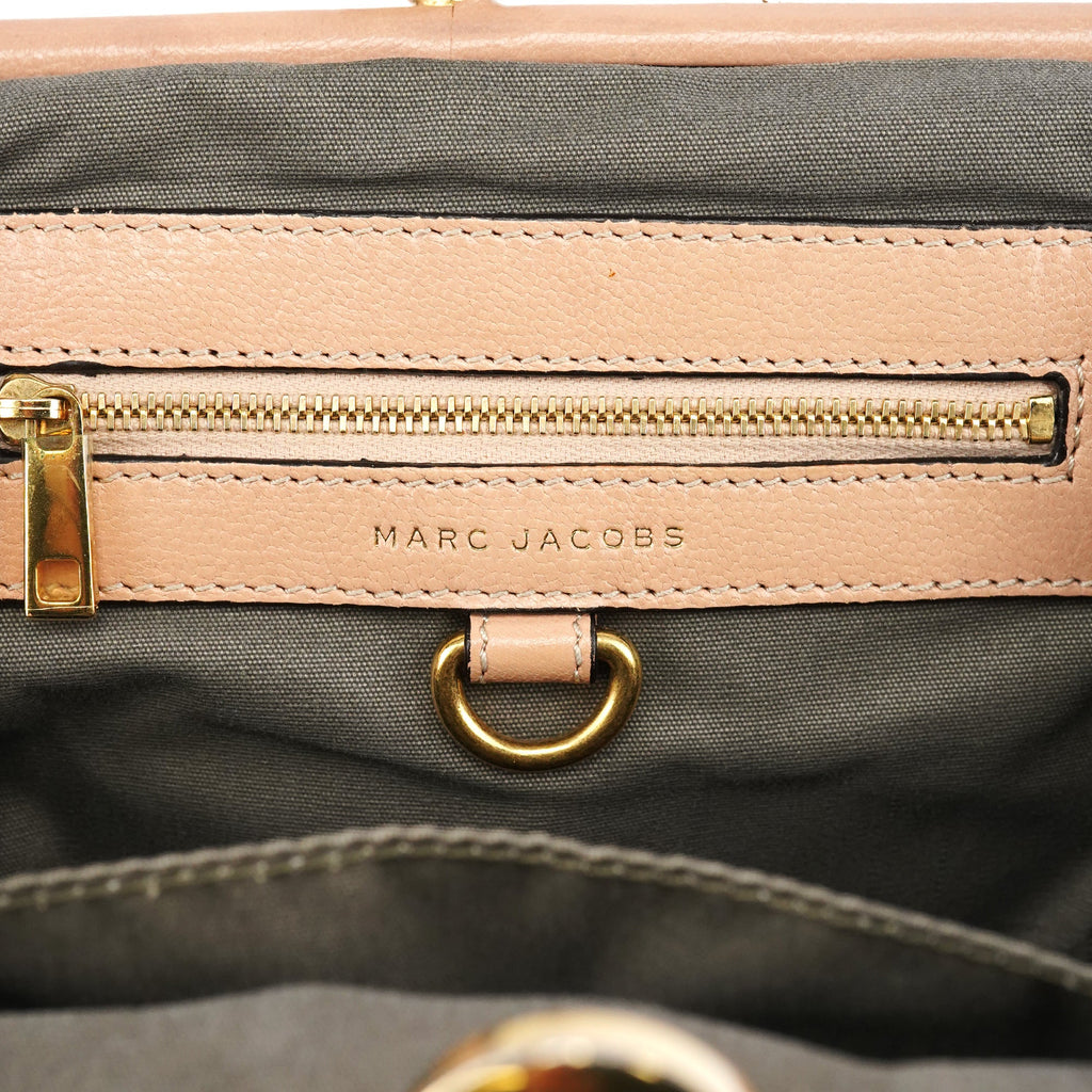 Beige Quilted Leather Stam Shoulder Bag