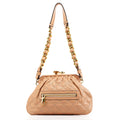 Beige Quilted Leather Stam Shoulder Bag