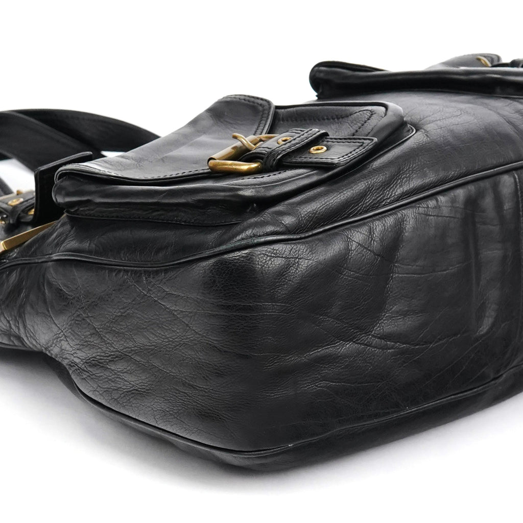Black Leather Belt Tote Bag
