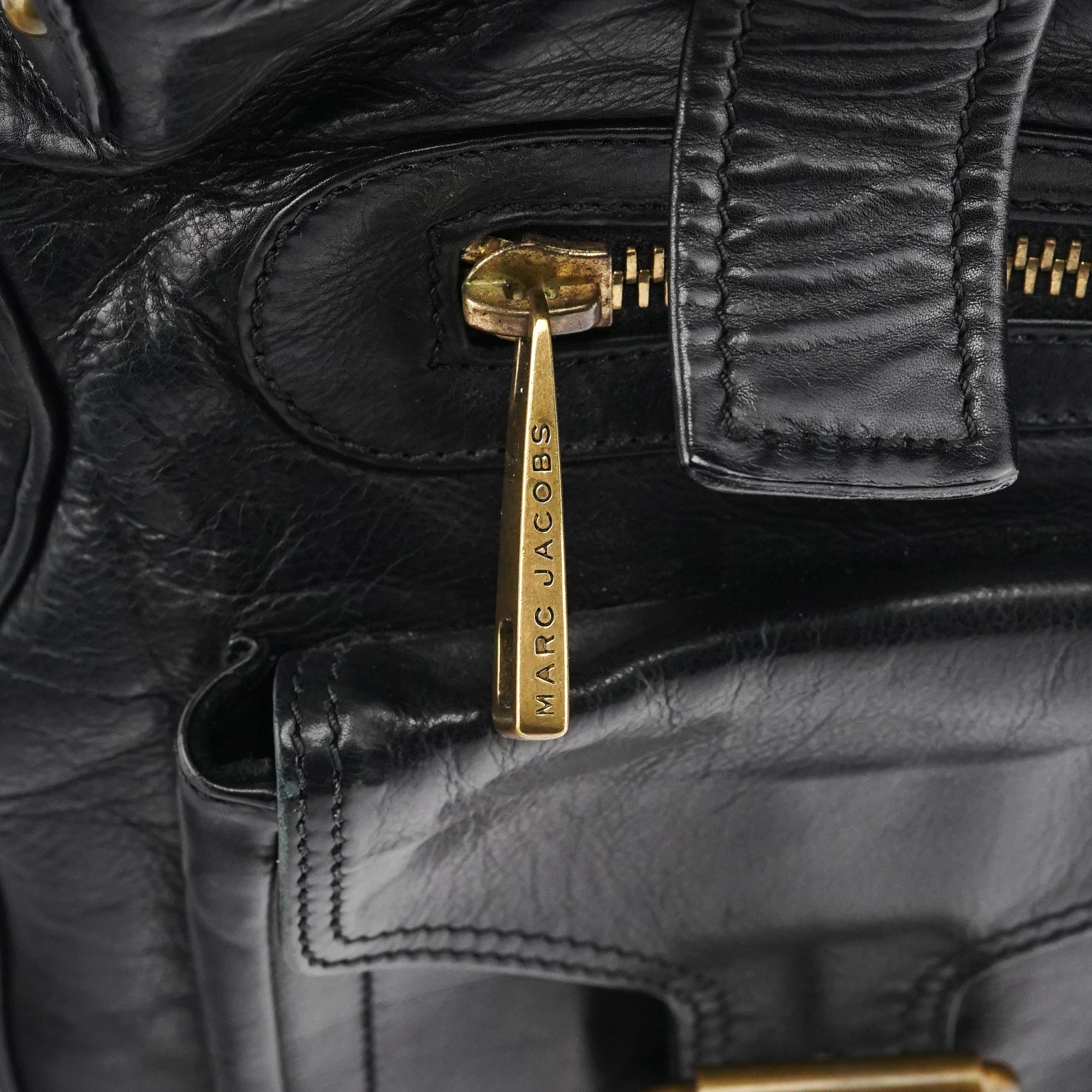 Black Leather Belt Tote Bag