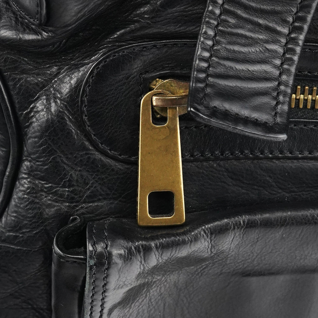 Black Leather Belt Tote Bag