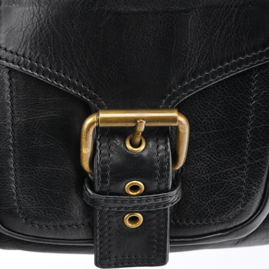 Black Leather Belt Tote Bag