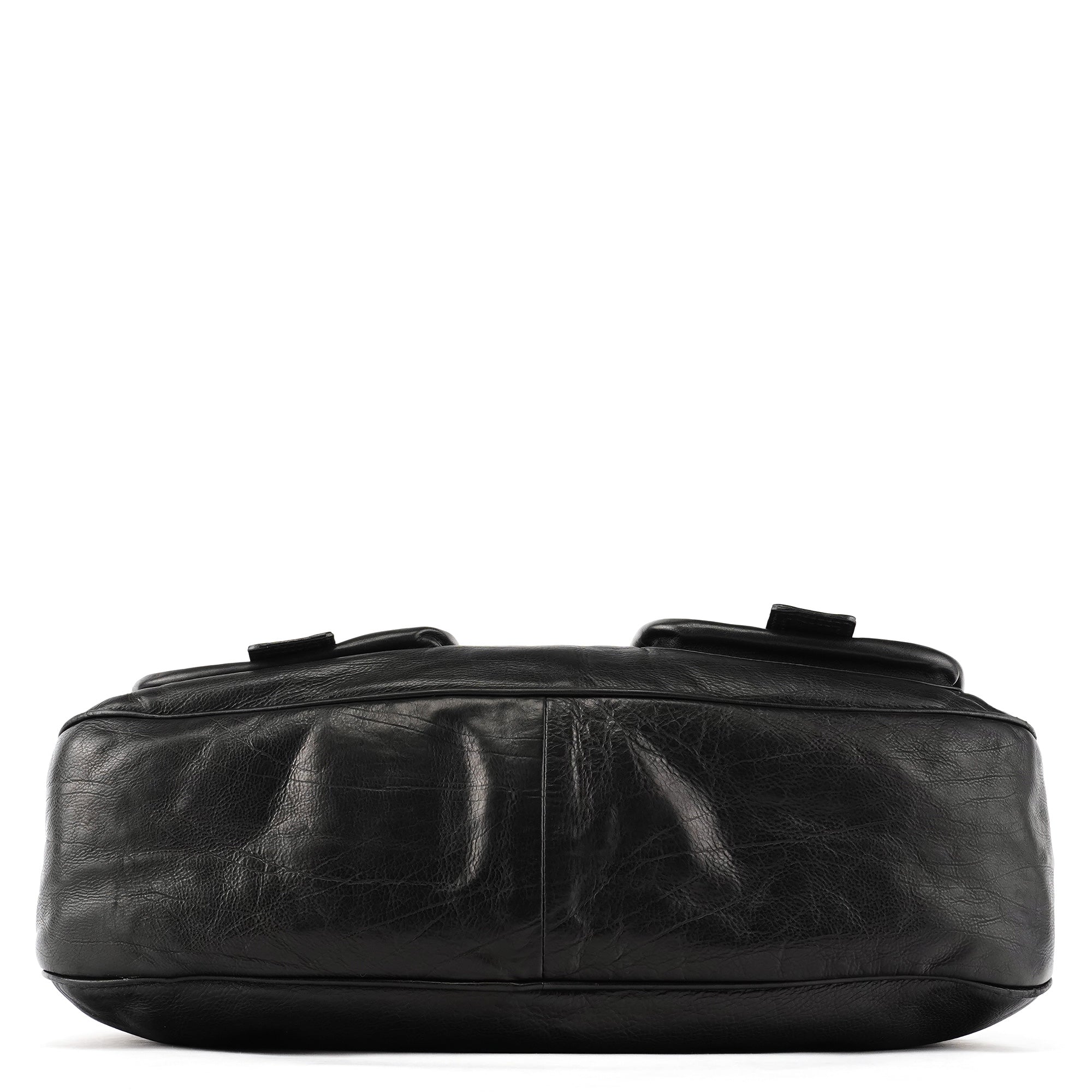 Black Leather Belt Tote Bag