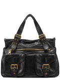 Black Leather Belt Tote Bag