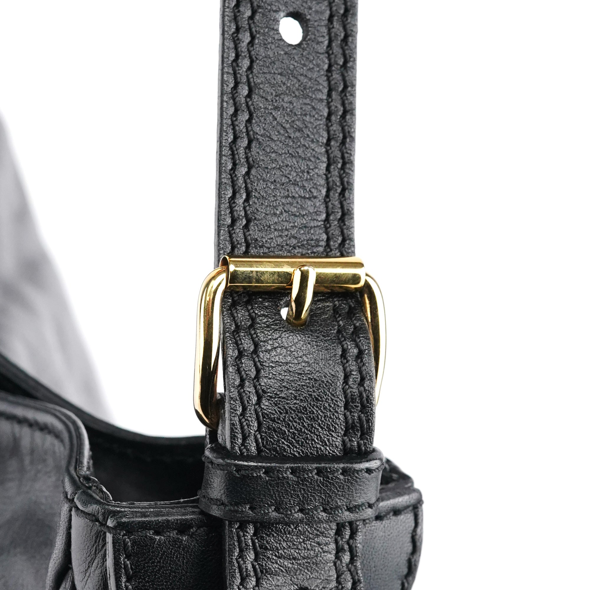 Black Leather Lisa Hobo Shoulder Bag