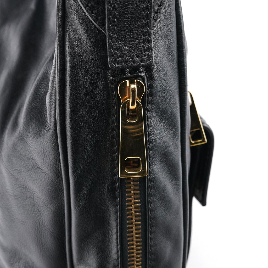 Black Leather Lisa Hobo Shoulder Bag