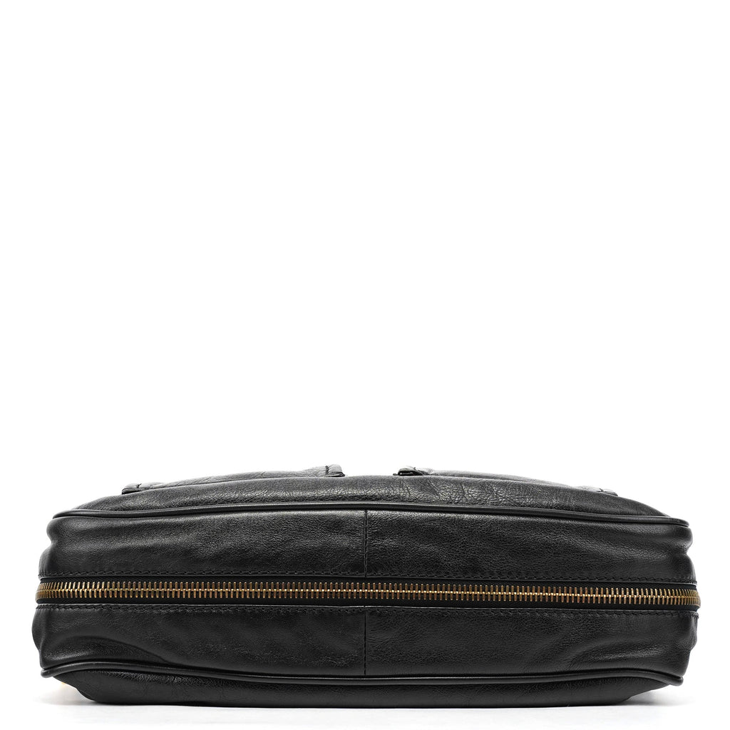 Black Leather Lisa Hobo Shoulder Bag