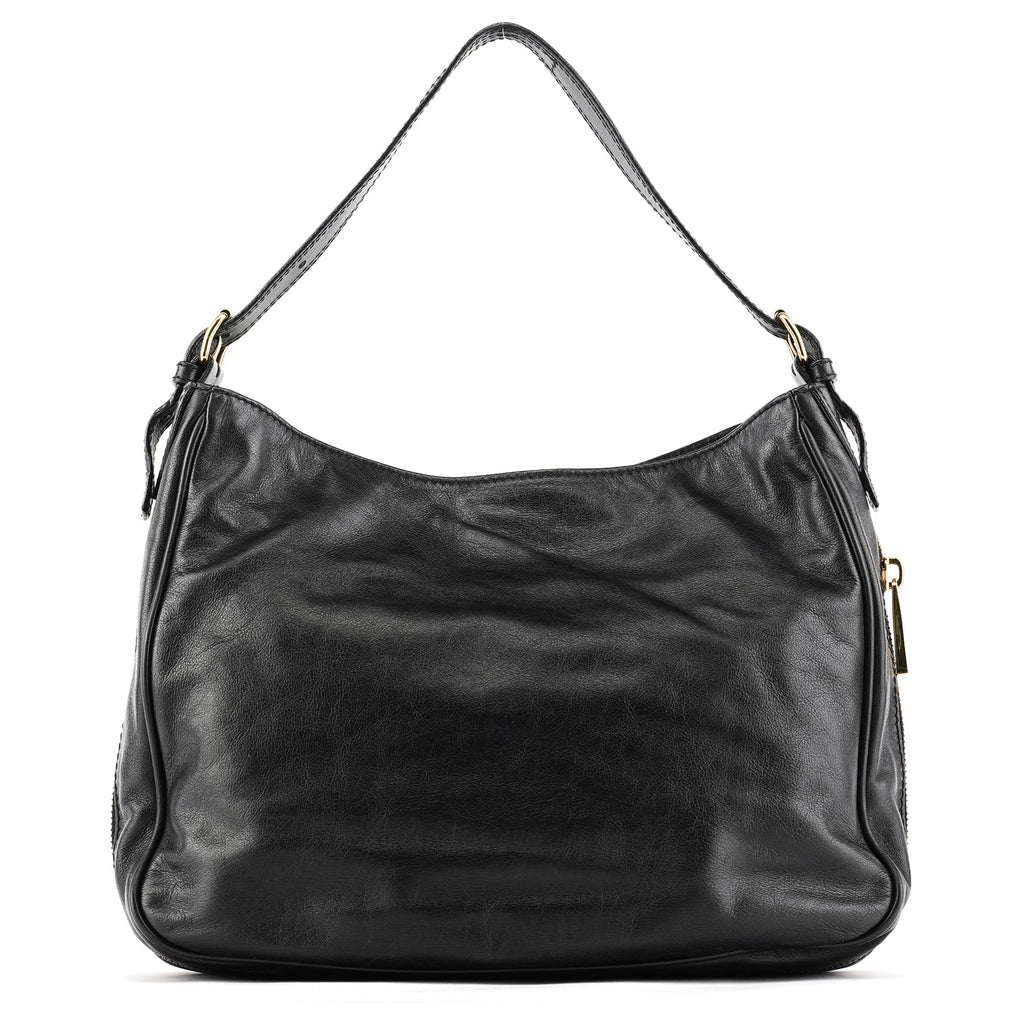 Black Leather Lisa Hobo Shoulder Bag
